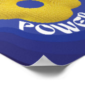 イエローニットフラワーパワーアートポスター、青グラデーション ポスター (角)