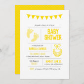 イエローニュートラルベビーシャワー招待状 招待状 (正面/裏面)