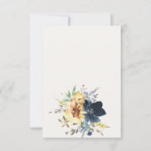 イエローネイビーひまわりフローラ水彩結婚色 出欠カード (裏面)