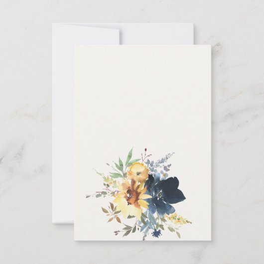 イエローネイビーひまわりフローラ水彩結婚色 出欠カード (裏面)