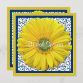 イエローネイビーガーベラデイジーブライダルシャワー招待 招待状 (正面/裏面)