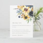 イエローネイビーサンフラワーズウォーター結婚カラーフローラ サンキューカード (スタンド正面)