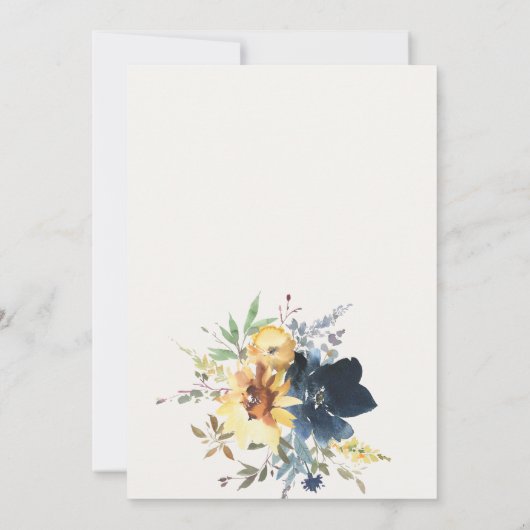 イエローネイビーサンフラワーズウォーター結婚カラーフローラ サンキューカード (裏面)