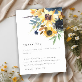 イエローネイビーサンフラワーズウォーター結婚カラーフローラ サンキューカード