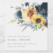 イエローネイビーサンフラワーズウォーター結婚カラーフローラ ワインラベル (シングルラベル)