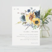イエローネイビーサンフラワーズウォーター結婚カラーフローラ 招待状 (スタンド正面)
