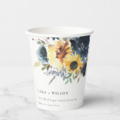 イエローネイビーサンフラワーズウォーター結婚カラーフローラ 紙コップ (正面)