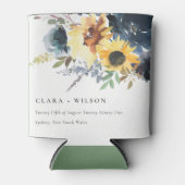 イエローネイビーサンフラワーズウォーター結婚カラーフローラ 缶クーラー (正面)