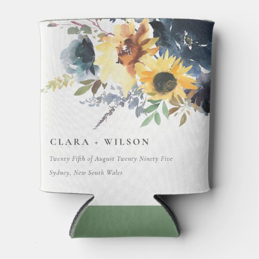 イエローネイビーサンフラワーズウォーター結婚カラーフローラ 缶クーラー (正面)