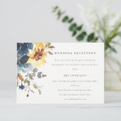 イエローネイビーサンフラワーフローラウェディングレセプション エンクロージャーカード (スタンド正面)