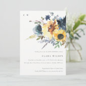 イエローネイビーサンフラワーフローラベビーシャワー 招待状 (スタンド正面)