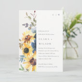 イエローネイビーサンフラワーフローラリハーサルディナー 招待状 (スタンド正面)
