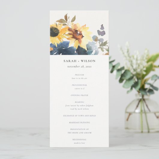 イエローネイビーサンフラワーフローラ結婚式 プログラム (スタンド正面)