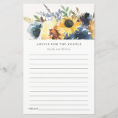 イエローネイビーサンフラワー結婚ズフローラアドバイスカード (正面)