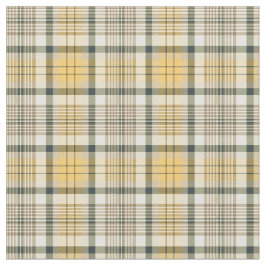 イエローネイビーブルーとアイボリープレイド ファブリック