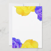 イエローネイビーブルーフローラバラエレガントウェディング 招待状 (裏面)