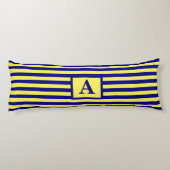 イエローネイビーブルー航海のモノグラストライプムかわいい ボディピロー (裏面)