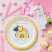 イエローネイビーボホフローラレインボニーエイジ誕生日 ペーパープレート (パーティー)