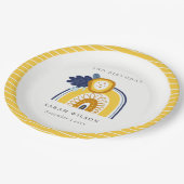 イエローネイビーボホフローラレインボニーエイジ誕生日 ペーパープレート (アングル)