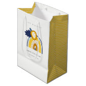 イエローネイビーボホフローラレインボニーエイジ誕生日 ミディアムペーパーバッグ (正面アングル)