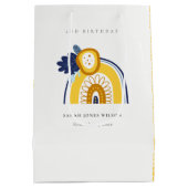 イエローネイビーボホフローラレインボニーエイジ誕生日 ミディアムペーパーバッグ (裏面)