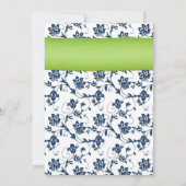 イエローネイビー緑のダマスクウェディング招待状 招待状 (裏面)