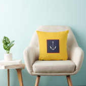 イエローネイビー航海のブルーいかり装飾用クッション クッション (椅子)