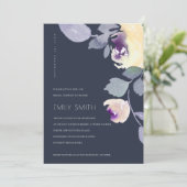イエローネイビー薄紫フローラブライダルシャワー招待状 サンキューカード (スタンド正面)