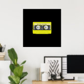 イエローネオンカスタマイズ可能カセットテープ ポスター (ホームオフィス)
