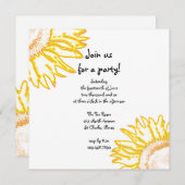 イエローネオンサンフラワーパーティの招待状 招待状 (正面/裏面)