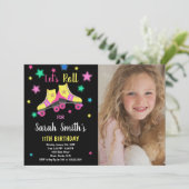 イエローネオンスタースケート誕生日招待状写真 招待状 (スタンド正面)