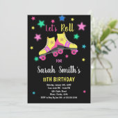 イエローネオンスタースケート誕生日招待状 招待状 (スタンド正面)