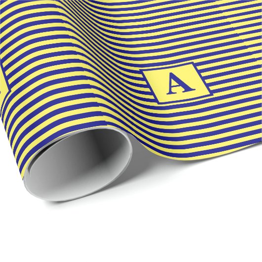イエローネービーブルーモノグラ航海のムカストライプット ラッピングペーパー (ロールコーナー)