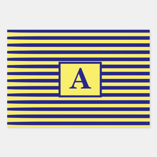 イエローネービーブルーモノ航海のグラムクリスマス ラッピングペーパーシート (正面)