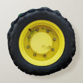 イエローネームパーソナライズされたトラクタホイールタイヤ ラウンドクッション (裏面)