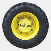 イエローネームパーソナライズされたトラクタホイールタイヤ ラウンドシール (正面)