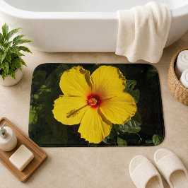 イエローハイビスカスの花 大きいバスマット バスマット