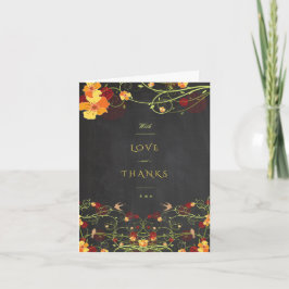 イエローハイビスカススワローズフローラチョーク結婚ボード サンキューカード