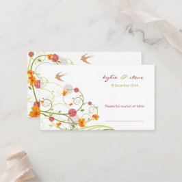 イエローハイビスカススワール&スワローズ結婚フローラ プレイスカード