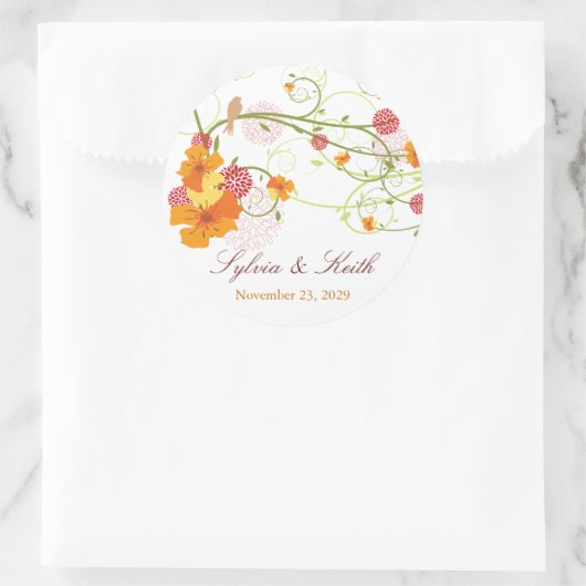 イエローハイビスカススワール&スワローズ結婚フローラ ラウンドシール (バッグ)