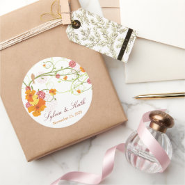 イエローハイビスカススワール&スワローズ結婚フローラ ラウンドシール