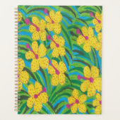 イエローハイビスカストロピカルプリント プランナー手帳 (正面)