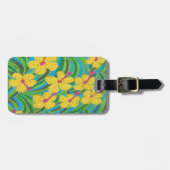 イエローハイビスカストロピカルプリント ラゲッジタグ (正面横)