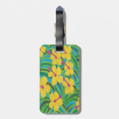 イエローハイビスカストロピカルプリント ラゲッジタグ (裏面縦)