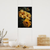 イエローハイビスカスフラワーアートプリントポスター ポスター (キッチン)