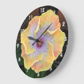 イエローハイビスカスフラワーフォトボタニカル ラージ壁時計 (傾斜)