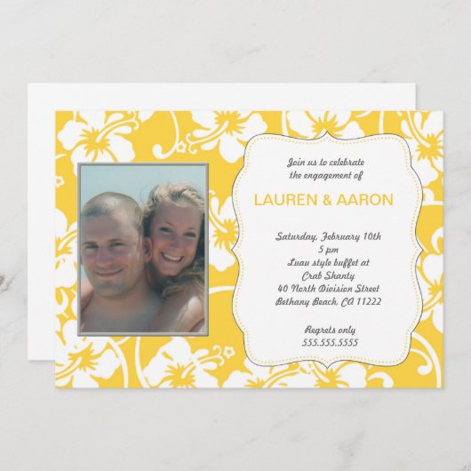 イエローハイビスカスルアウ(ハワイ式宴会)フォトすべての行事招待状 招待状 (正面/裏面)