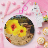 イエローハイビスカス紙プレート ペーパープレート (パーティー)