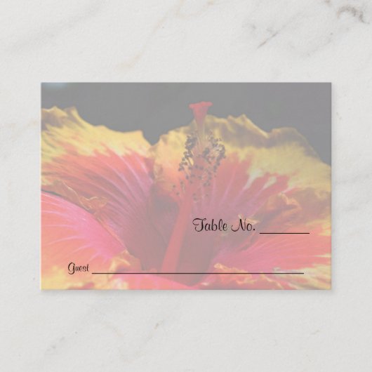 イエローハイビスカス結婚フローラのテーブル座席表 プレイスカード (正面)