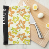 イエローハイビスカス，オレンジハイビスカス，お名前 キッチンタオル (四つ折り)